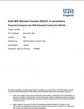 Draft NHS Standard Contract 2022/23: a consultation - proposed changes to the NHS Standard Contract for 2022/23